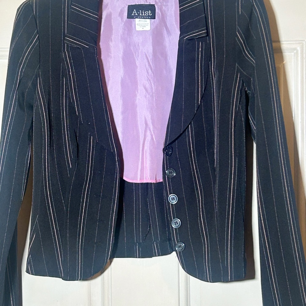 A-List Women's Black Striped Blazer